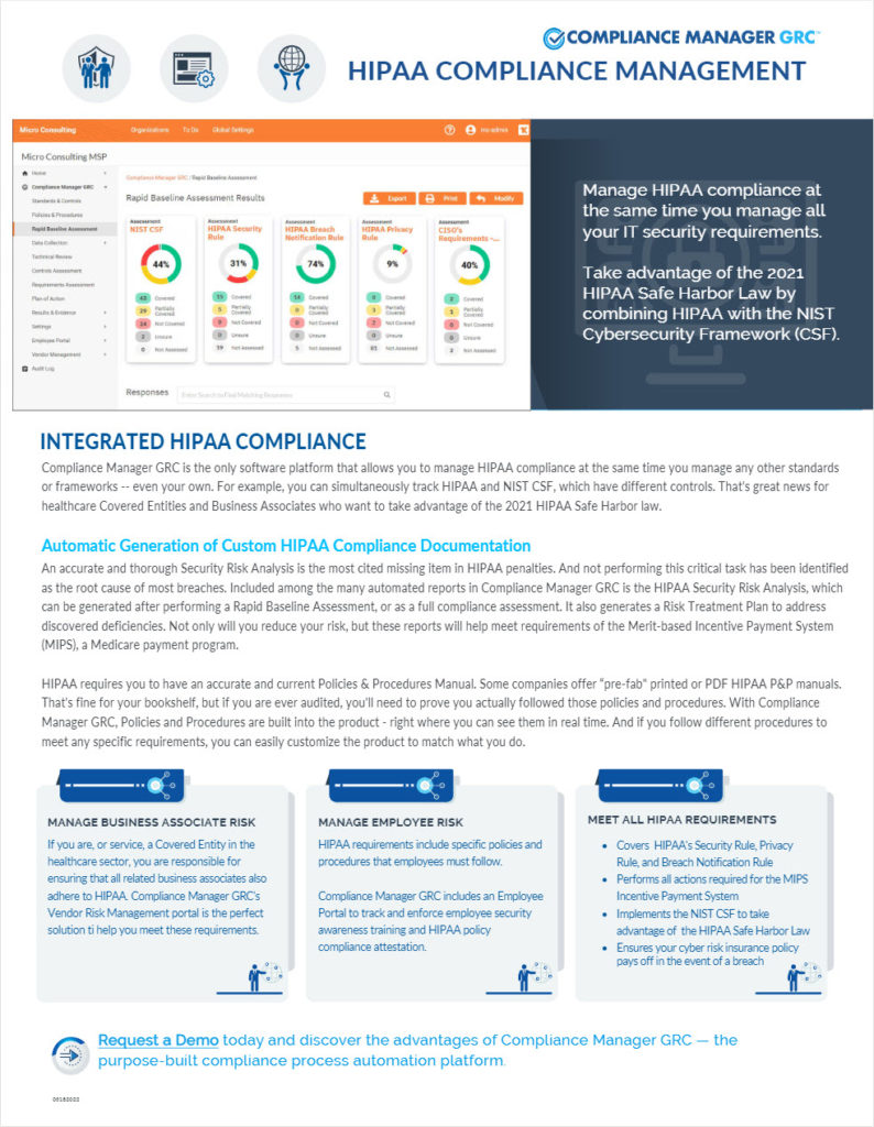 CM GRC HIPAA Data Sheet - Compliance Manager GRC
