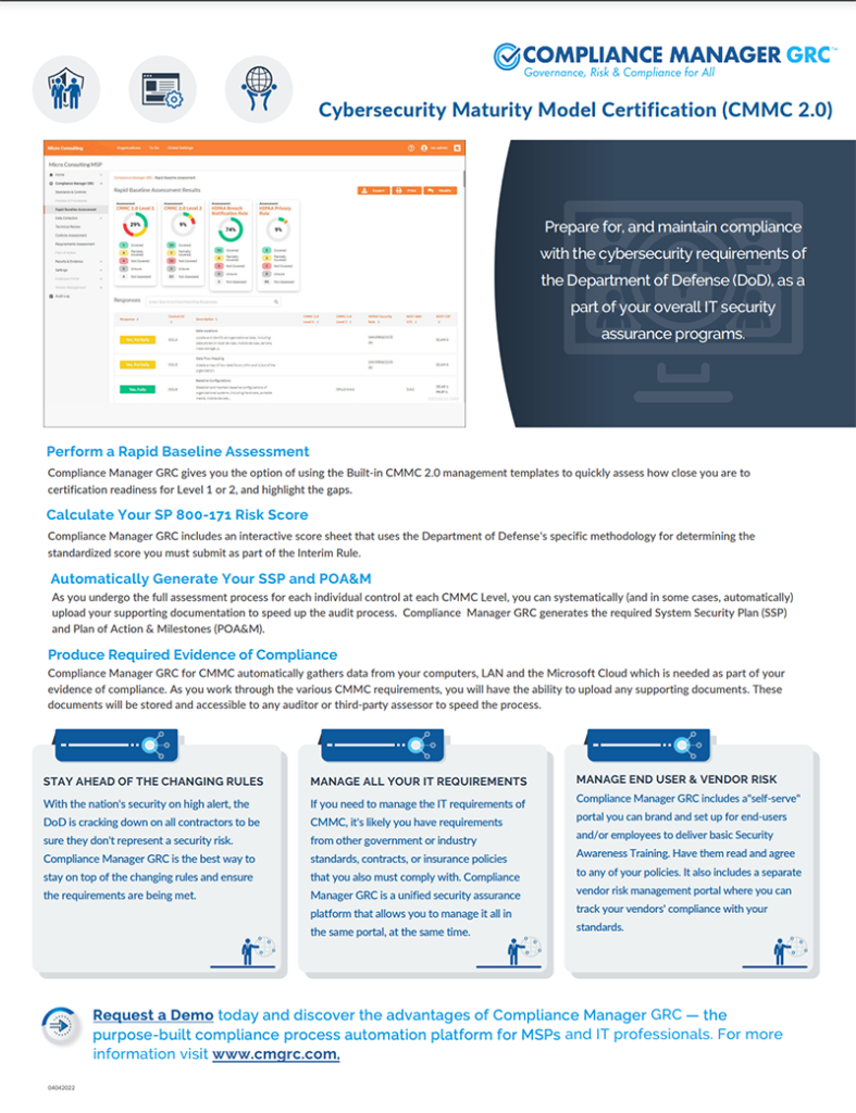 CM GRC CMMC 2.0 Data Sheet - Compliance Manager GRC